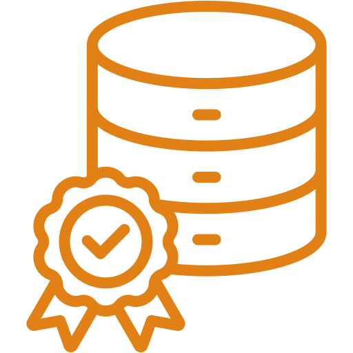 Icon of a database with a certification badge