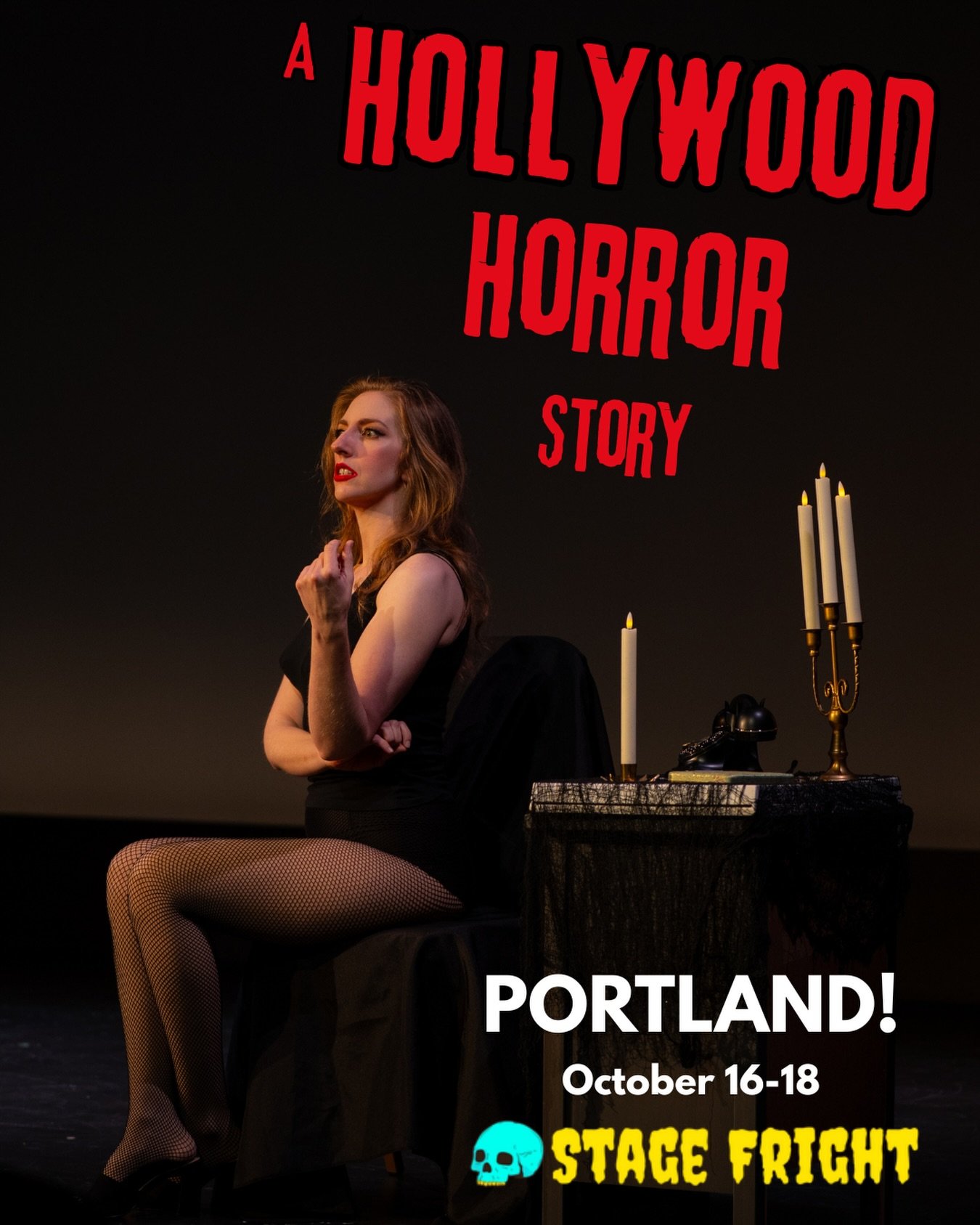 PORTLAND, OR! 🎃The punk parable of Vampira (TV's first Horror Host) erupts at @stagefrightfestival 10/16!

𝐀 𝐇𝐎𝐋𝐋𝐘𝐖𝐎𝐎𝐃 𝐇𝐎𝐑𝐑𝐎𝐑 𝐒𝐓𝐎𝐑𝐘 @ Coho Theatre!
October 16-18

🦇 20X award-winning Fringe ghoul Ingrid Garner resurrects this H
