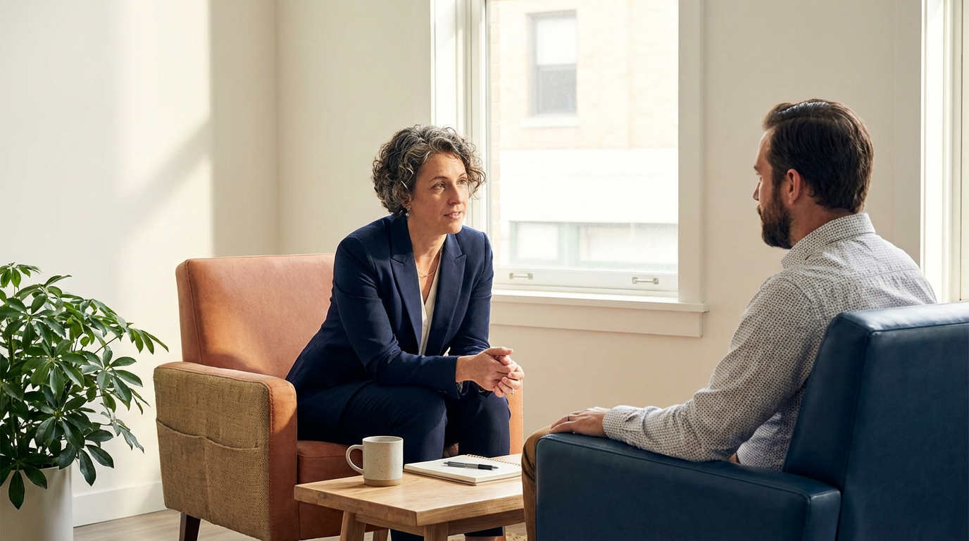 Adult men recieving Virtual Therapy in Texas in Texas by Wayfinder Counseling Therapy