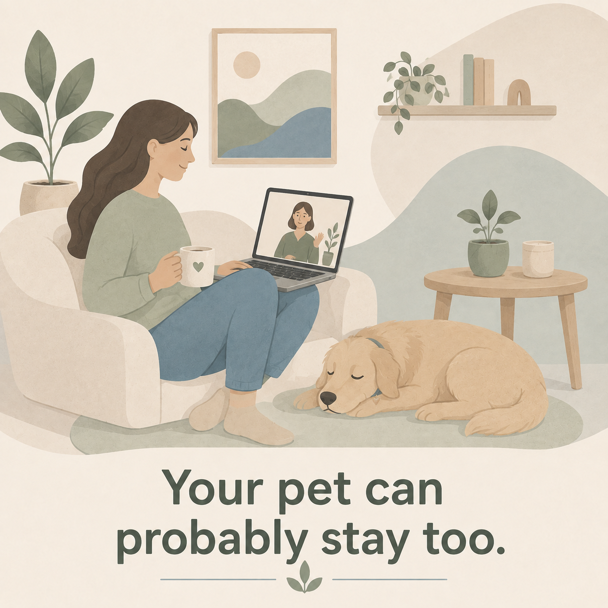 Pets welcom to Virtual Therapy in Texas, at Wayfinder Counseling Therapy