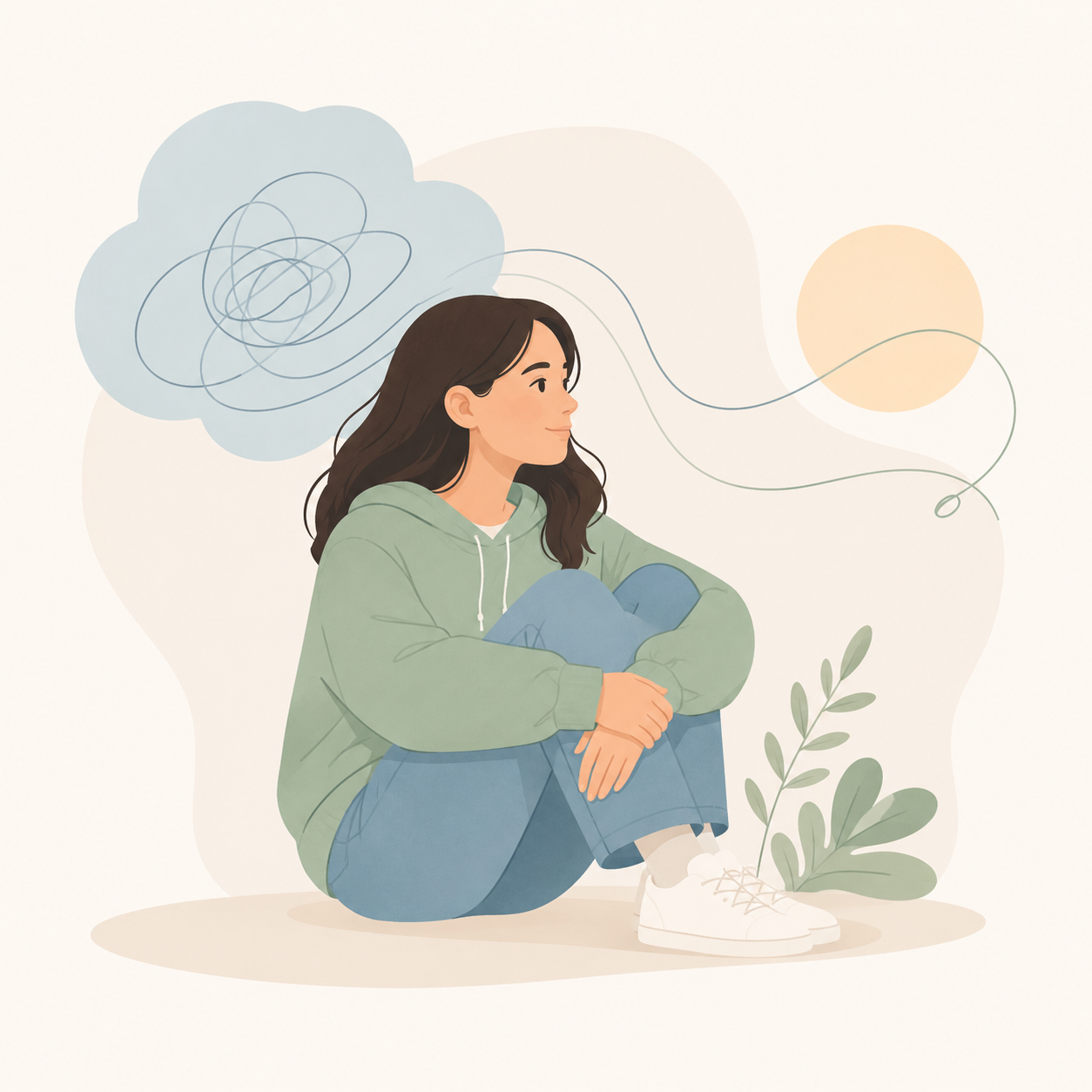 Girl recieving virtual therapy in Texas with Anxiety