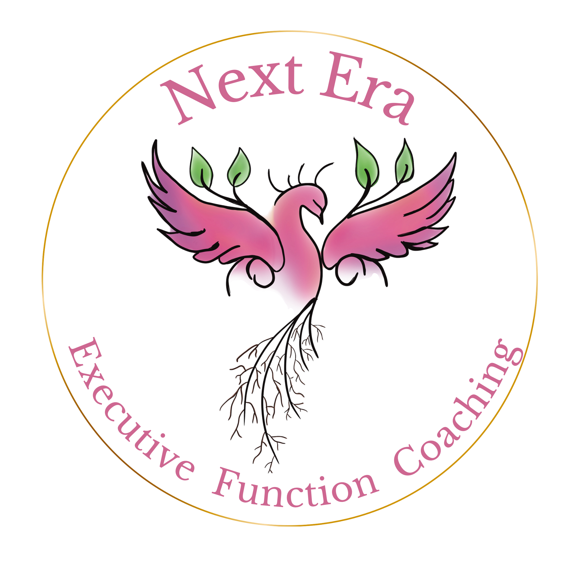 Illustration of a pink sacrifice heart with green leaves emerging from it, encased in a golden circle.