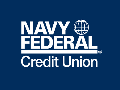 Navy Federal Credit Union logo with blue background and white text.