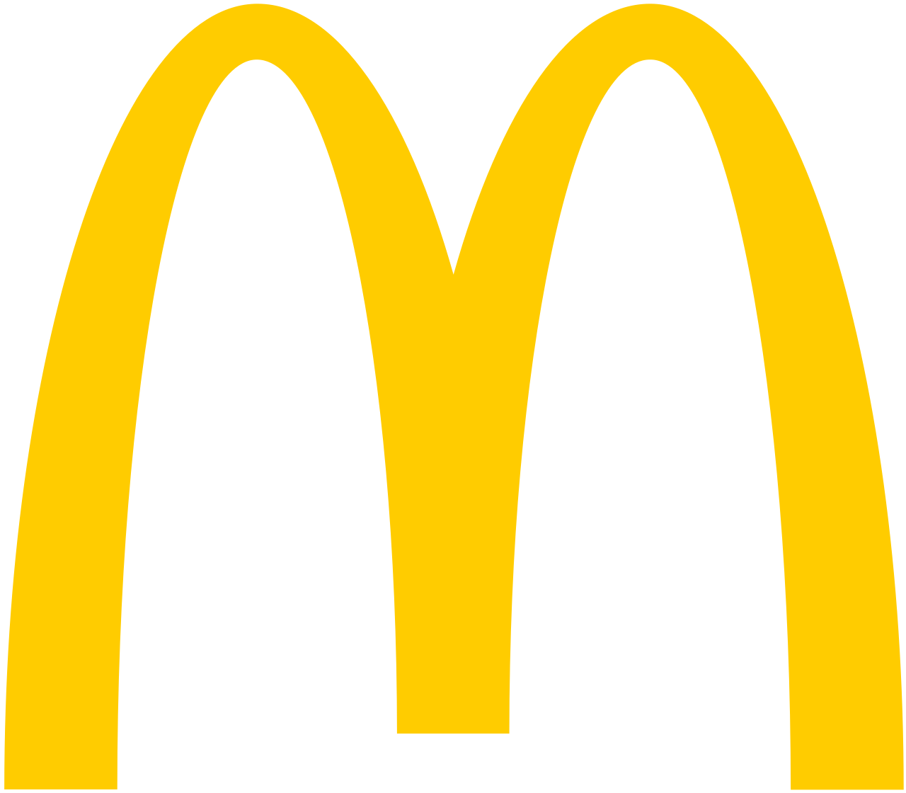 McDonald's logo with yellow arches on a black background.