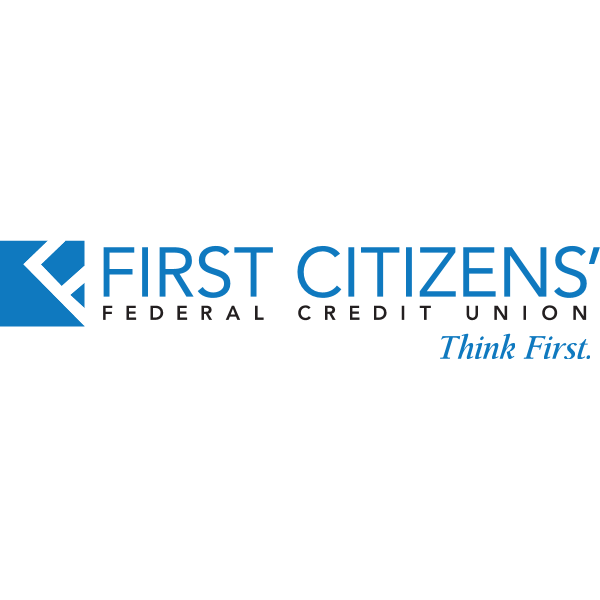 Logo for First Citizens Federal Credit Union with a stylized 'F' symbol and the tagline 'Think First'.