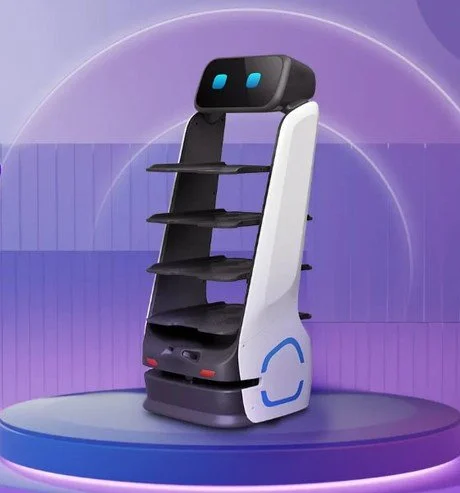 Caddybot B5 Pro compact service robot from Caddy Robotics, built for narrow dining aisles.