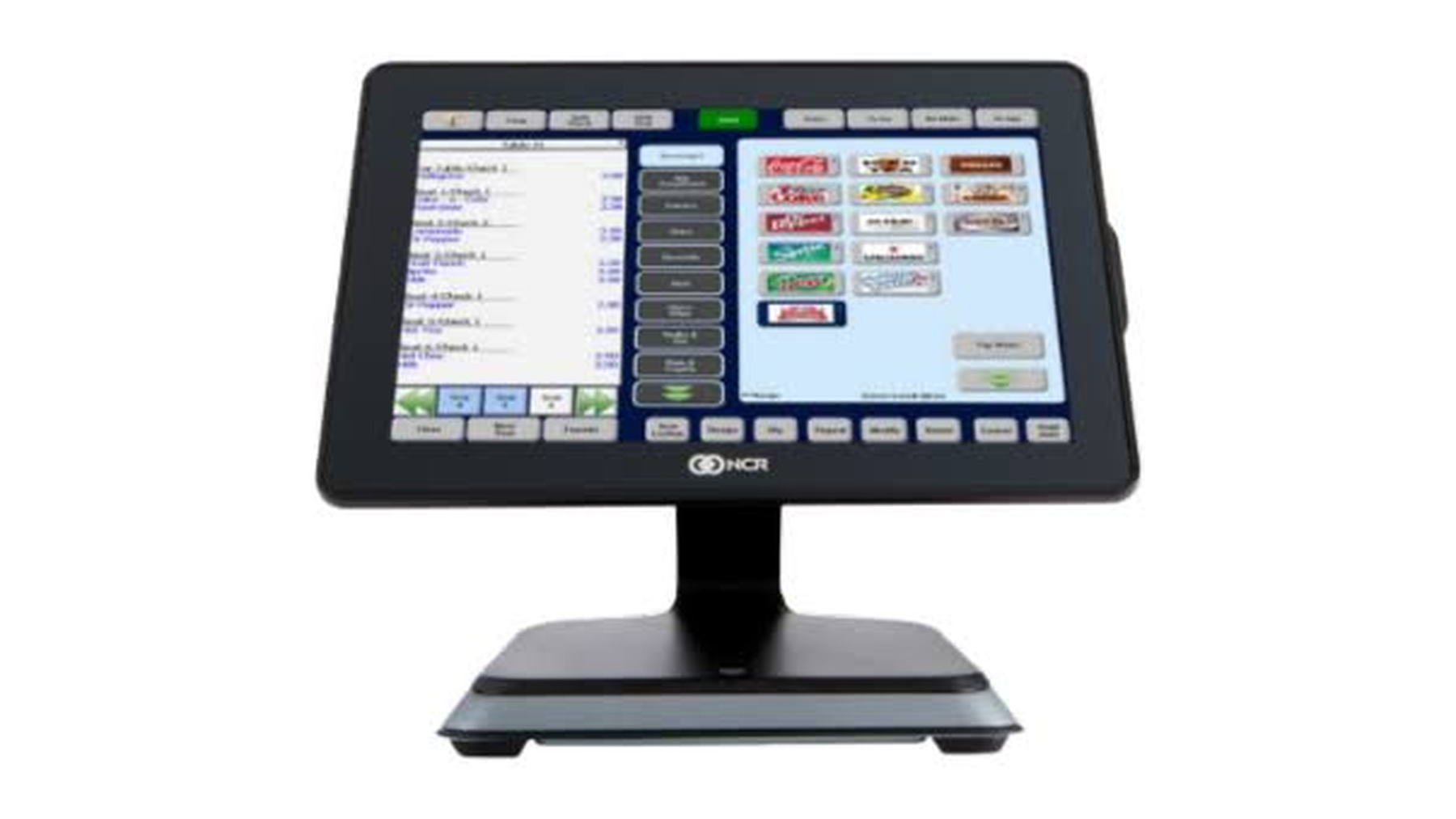 Aloha POS by NCR Voyix on a legacy on-premise touchscreen terminal showing a table service order screen.