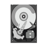 Close-up of a computer hard disk drive showing the spinning disk and read/write head