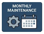 Monthly maintenance icon with gear and calendar