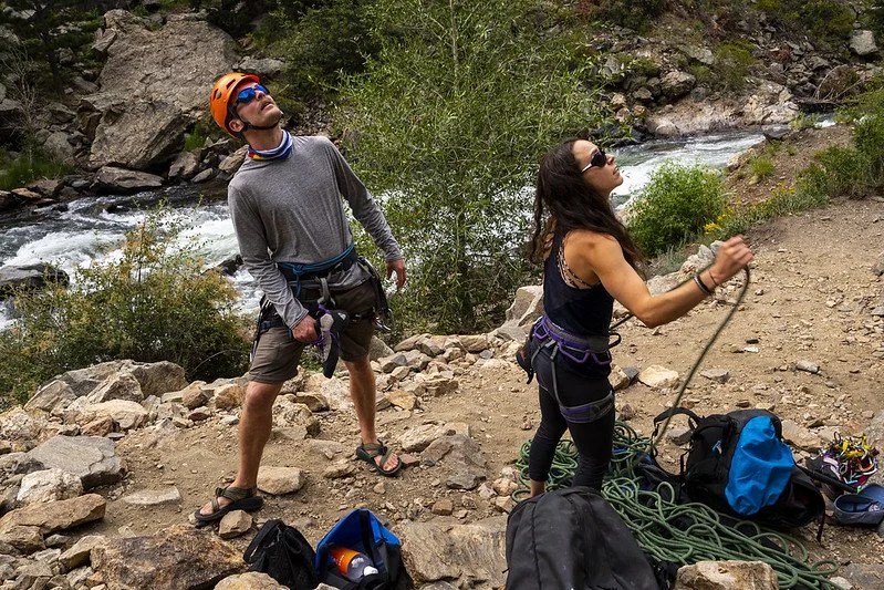 Man & Woman Rock Climbing