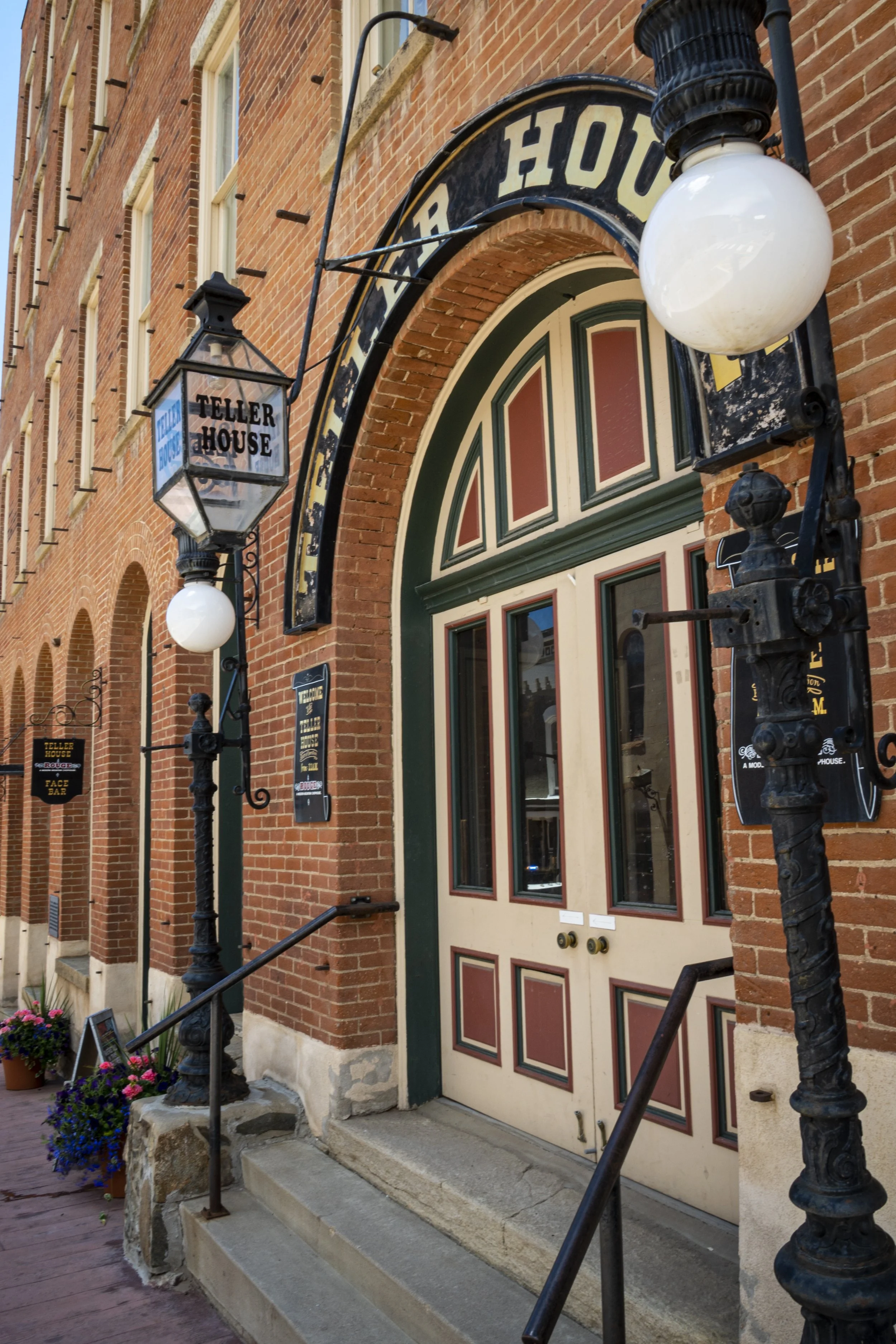 Exterior entrance of the historic Teller House in Central City