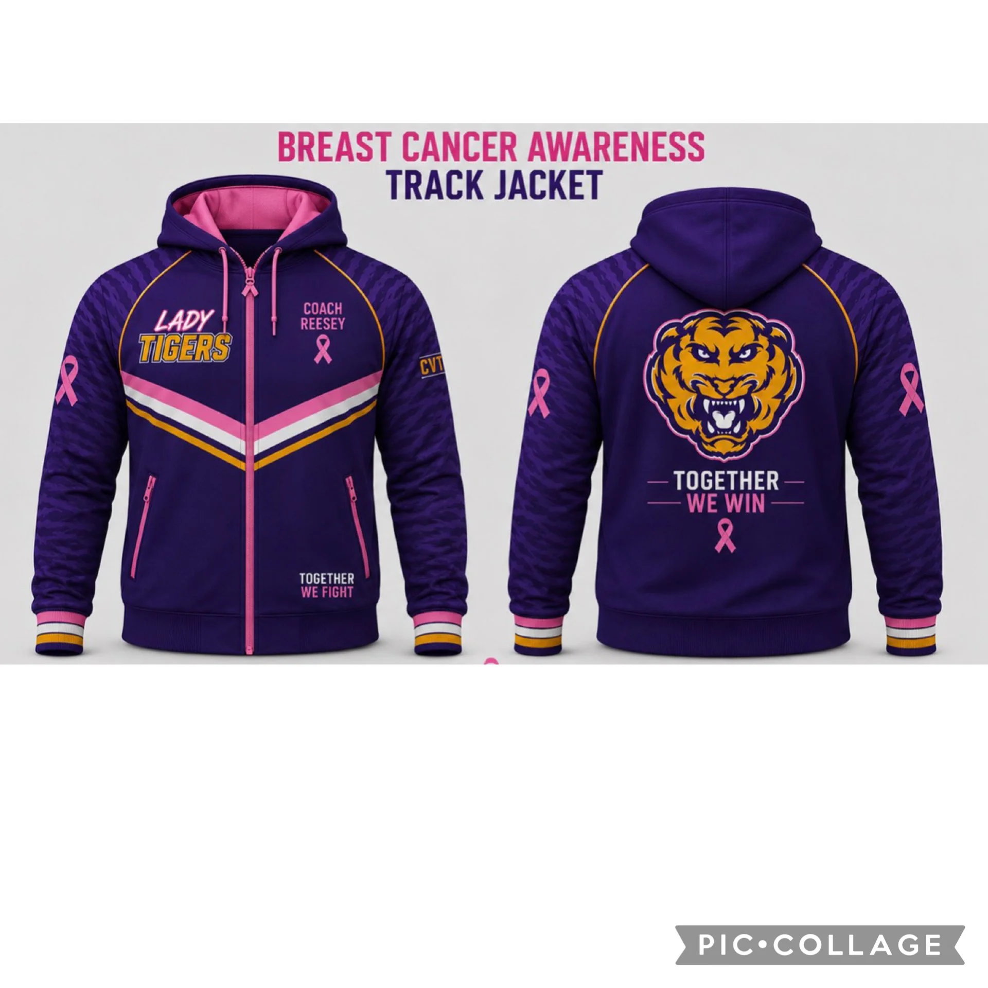 Family/Coaches- Cheer Breast Cancer Zip Up Jacket