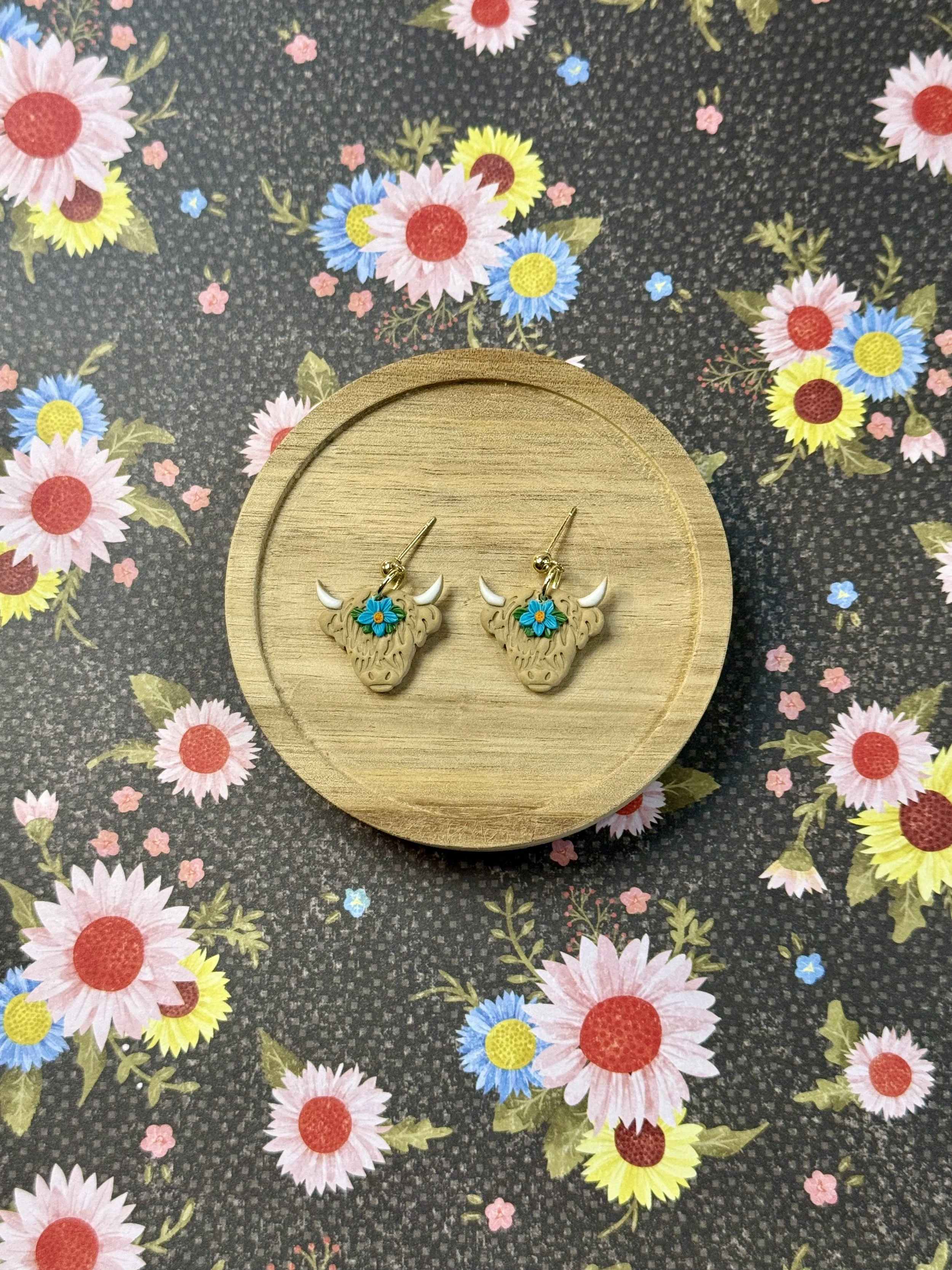 Highland Cow Dangles - Blue