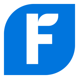 A blue logo with a stylized lowercase 'f' within a rounded rectangle.
