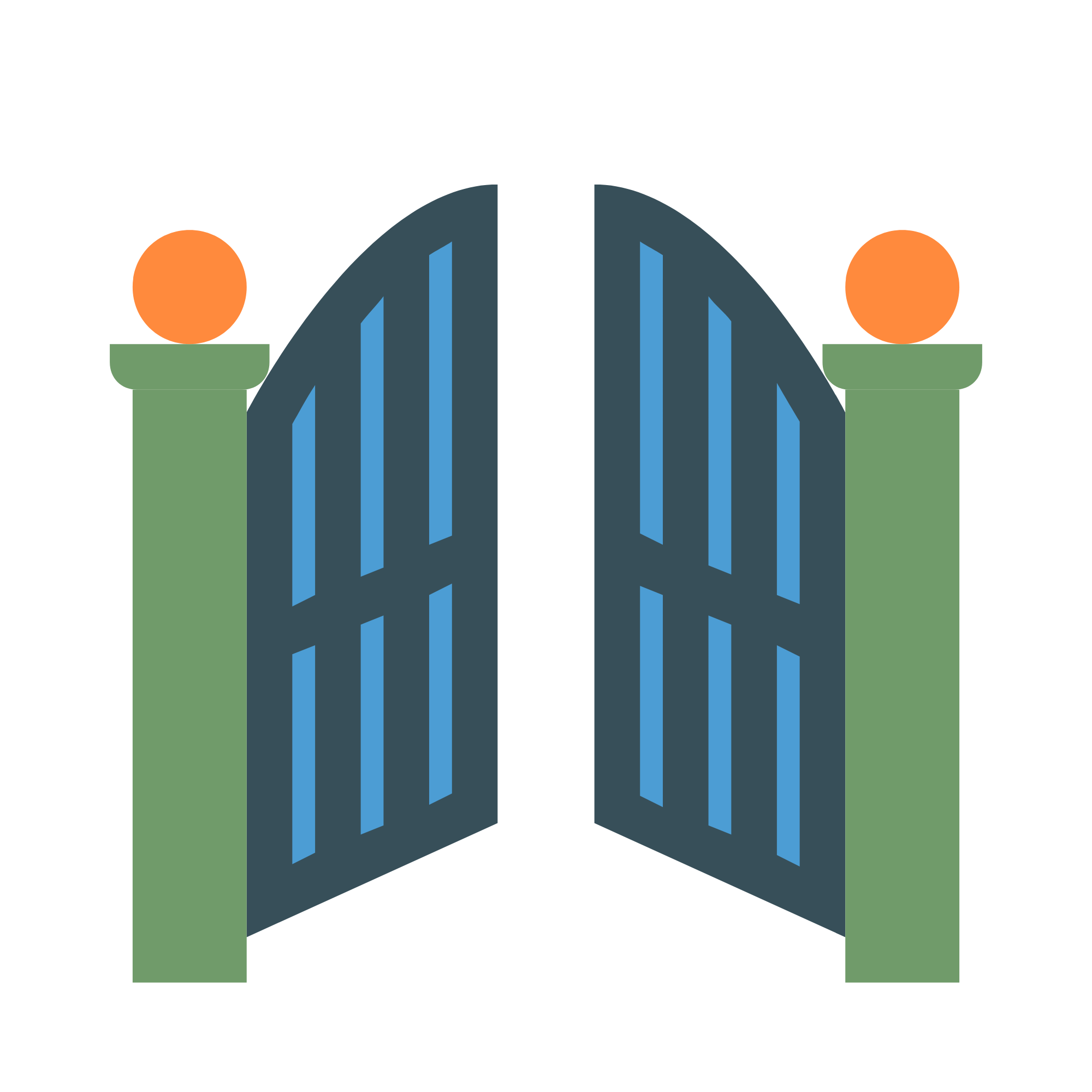 Graphic of blue and green candles.
