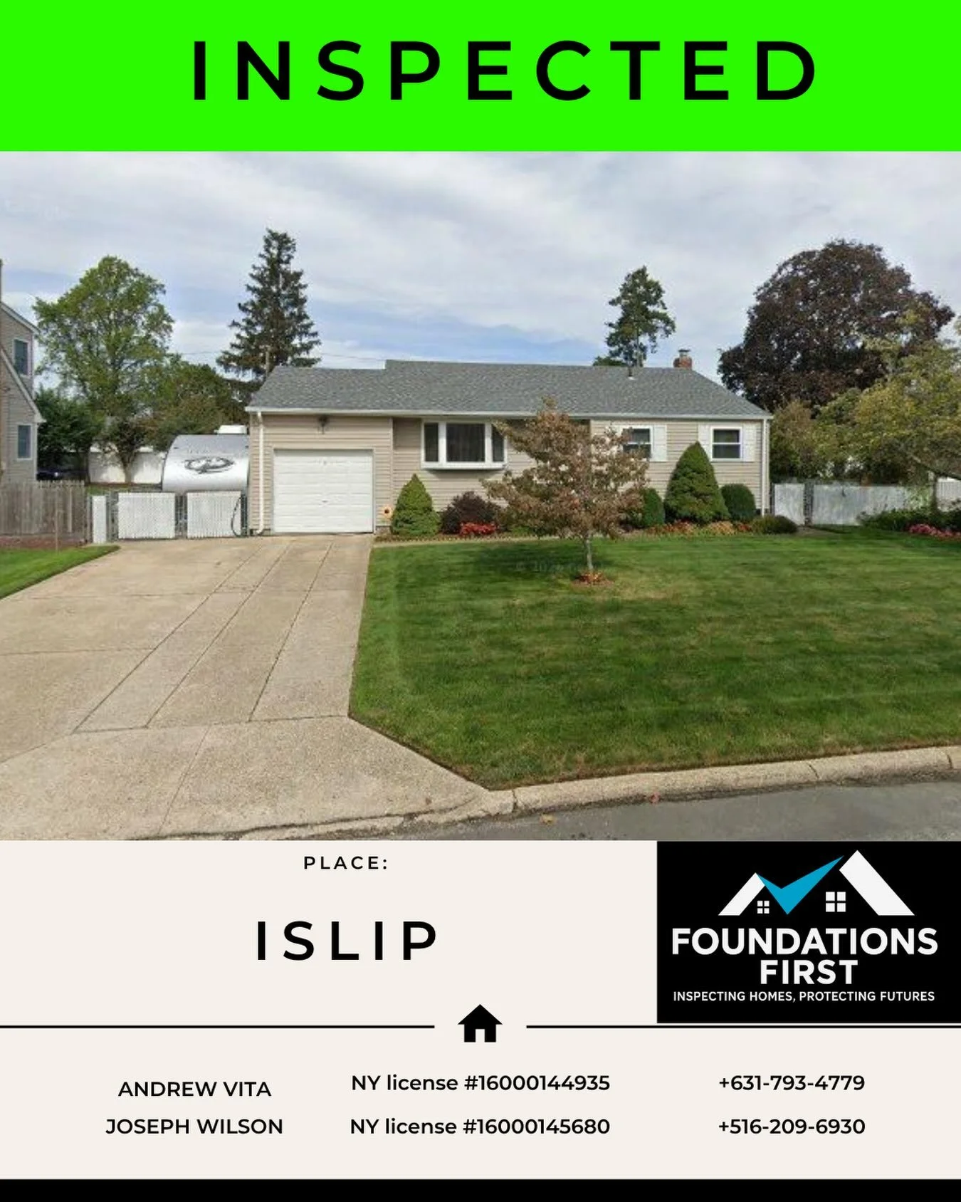 🏡 Another home INSPECTED in Islip! 🔍

Helping buyers know exactly what they&rsquo;re walking into before they call it home. From the roof to the foundation, we&rsquo;ve got you covered. 💪🏠

📞 Schedule your home inspection today!
Andrew: 631-793-