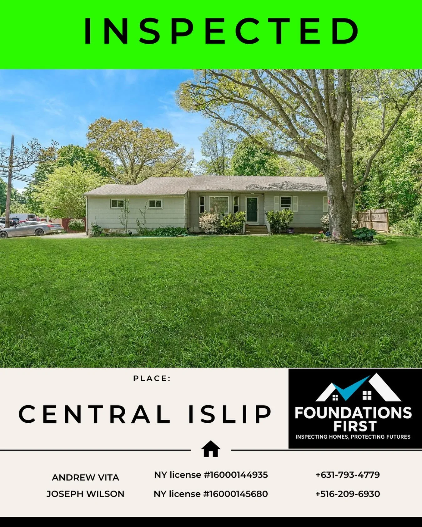 Another home inspected and another buyer moving forward with confidence! 🏡✅

📍 Central Islip, NY

At Foundations First Home Inspections, we take the time to thoroughly inspect your future home and make sure you understand what you&rsquo;re buying.
