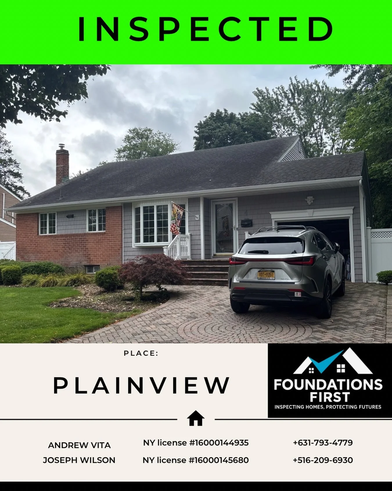 🏡 Another home inspected in Plainview!

At Foundations First Home Inspections, we give our clients a thorough, straightforward look at the home so they can move forward with confidence.

Buying, selling, or just want to know what&rsquo;s going on wi