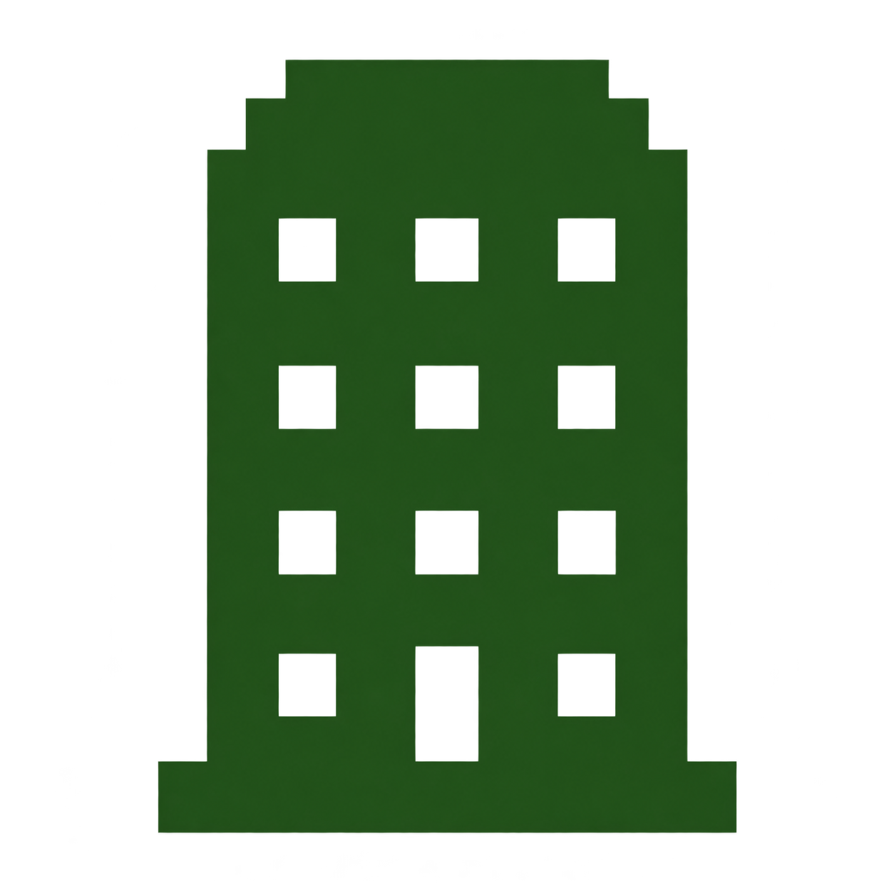 A green plastic building connector piece with multiple square holes of various sizes.