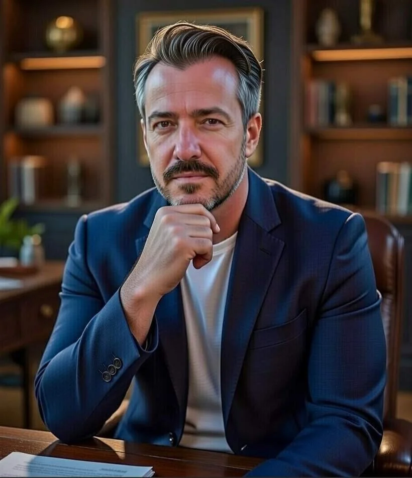 Portrait of author Lamar D. Vine in his library