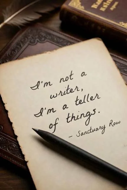 Lamar D. Vine quote: I’m not a writer, I’m a teller of things