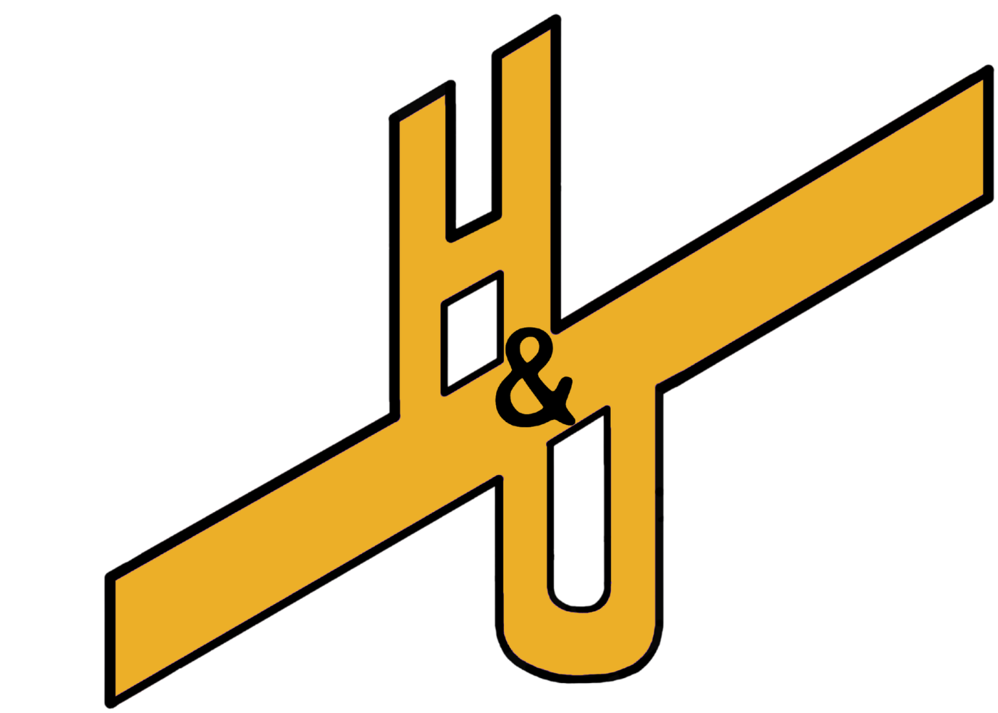 Hard & Uncut logo — muted yellow monogram combining the letters H and U with the wordmark "&" in black hand-lettered type between the H and U, set inside a gold circular badge.
