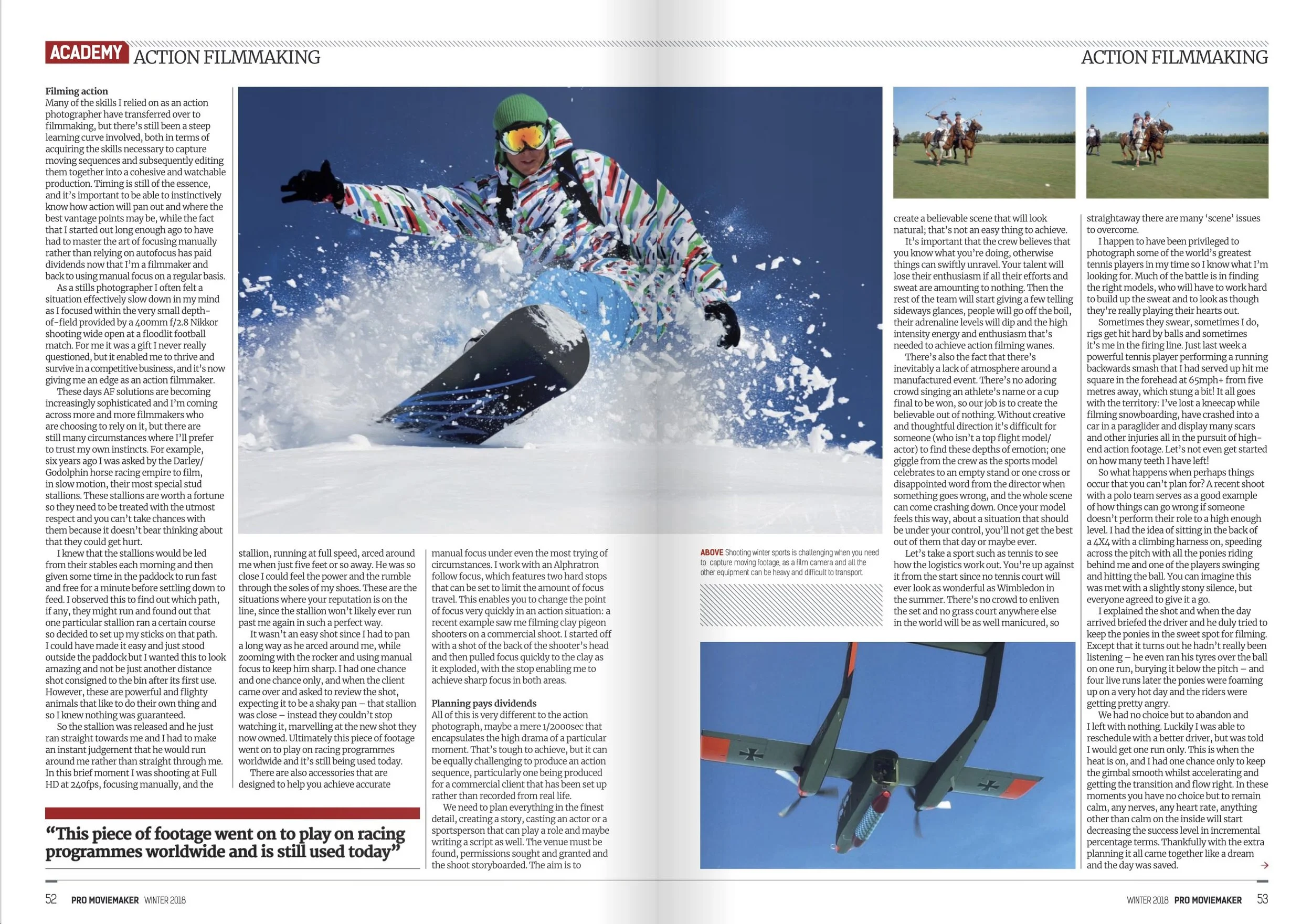 A magazine article about David Spurdens of RAPT TV talking about filming, photography and videography