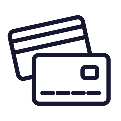 Icon of two credit cards, one overlapping the other. To represent secure payments by Paylio.