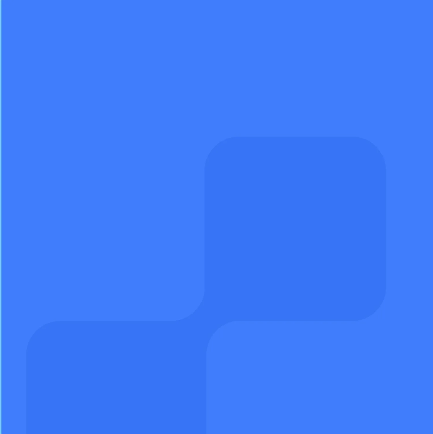 Blue background with blurred squares.