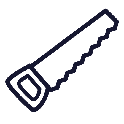 Simple line drawing of a hand saw. Carpenter