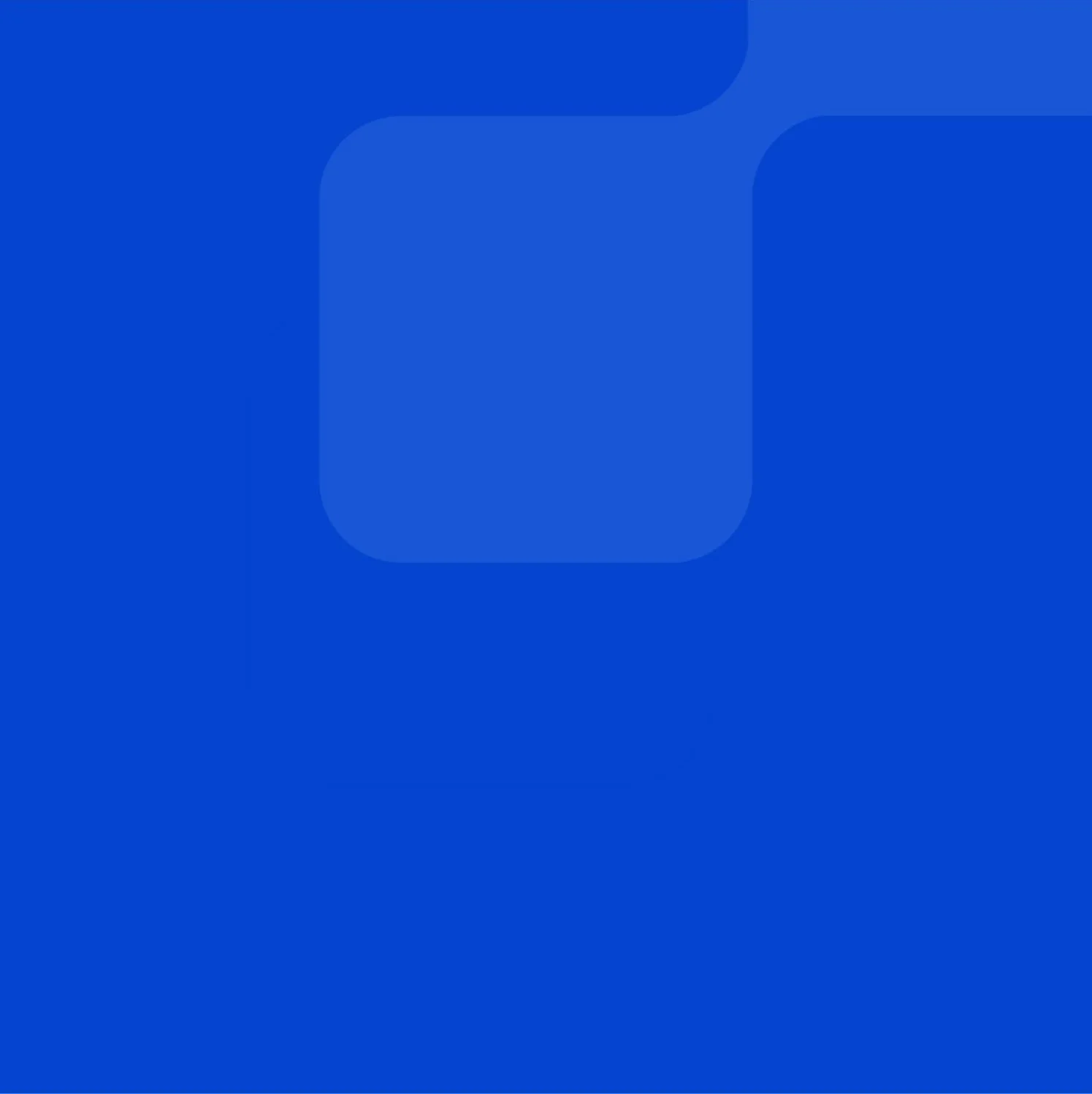 Blue background with a faint, rounded square shape in the center.