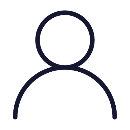 A generic user profile icon outline, representing a person.
