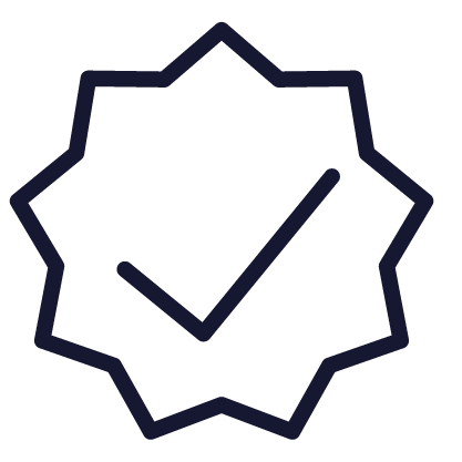 A dark blue checkmark inside a scalloped badge outline. Verified professionals and homeowners with Paylio.