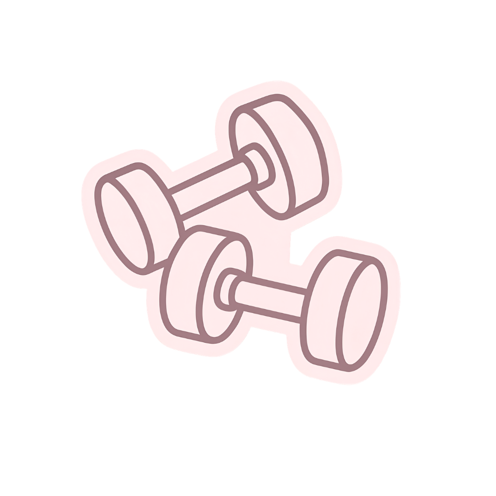 Illustration of two pink dumbbells with a minimalist style.