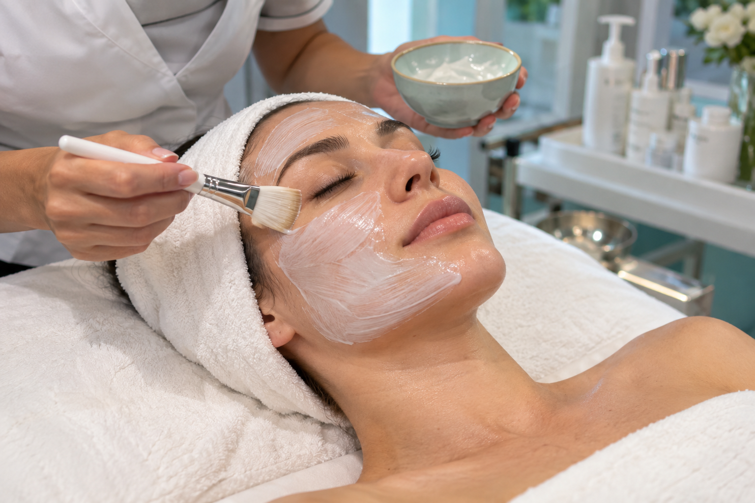 Relaxing lymphatic facial massage and skincare therapy at Eden Day Spa in San Anselmo.