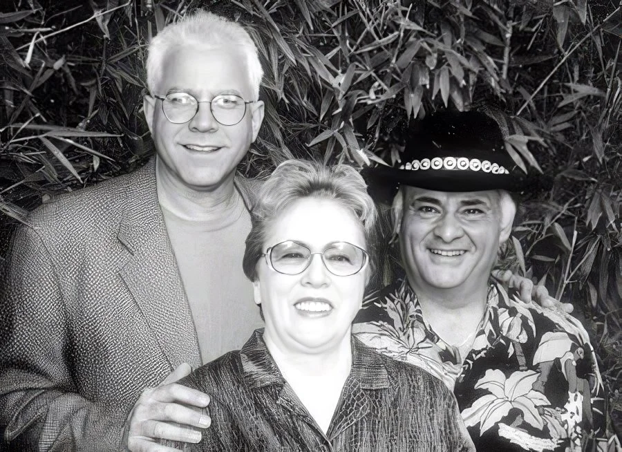 “Thumbs Up” trio: Mitch Holder, Carol Kaye, and Ray Pizzi, 2000.
