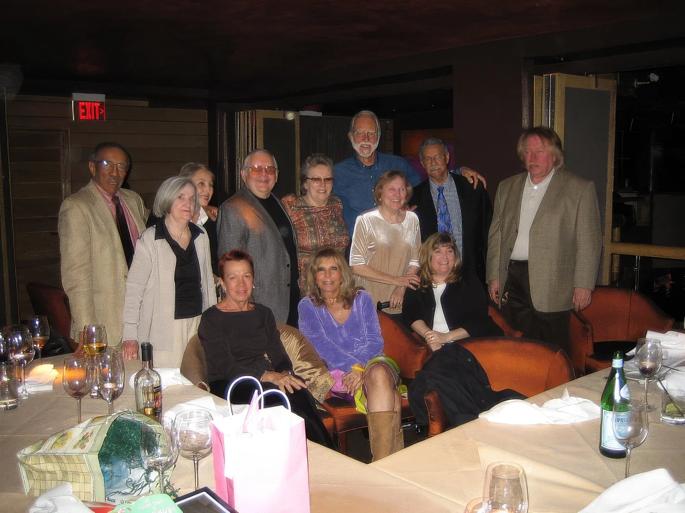 Carol's 70th Surprise Birthday Party at Vibrato in Beverly Hills
Front: Liza Botkin, Nancy Sinatra, Ceily Carter. Back row: Earl Palmer, Helen (Ceily's mother), Jeline Palmer, Alf Clausen, CK, Perry Botkin Jr., Carol Johnson, Plas Johnson, Don Randi
