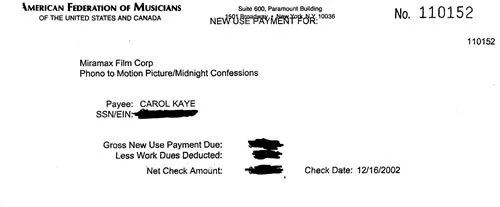 Midnight Confessions re-use check stubs