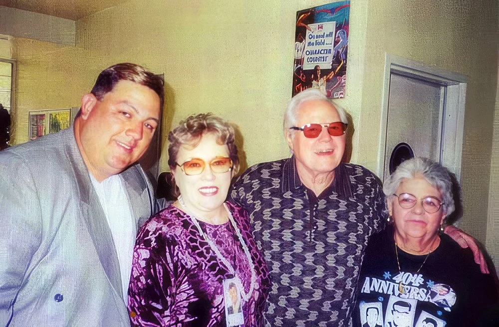 Ritchie Valen's cousin, Carol, Bob Keane, and Ritchie Valen's cousin
At Ritchie Valens' Memorial Park 1999