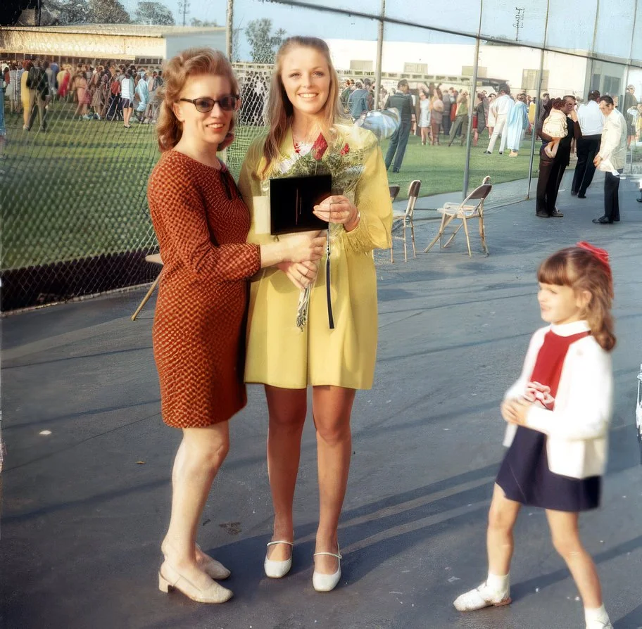 My Late Daughter, Peggy Kaye
on her High School Graduation Day
1968 No. Hollywood High with Gwyn age 5.	