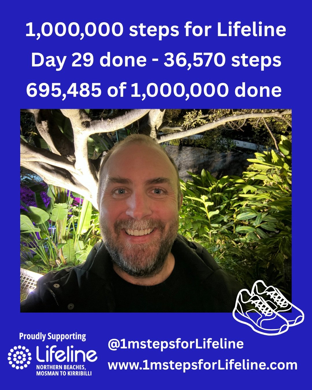 Another big day, covering more than 36,000 steps. I closing in on 70% of the way to #1mstepsforLifeline. Feeling very tired. On to day 30 for #lifeline. If you are able to support, you can donate here > https://fundraise.lifelinenb.org.au/fundrais