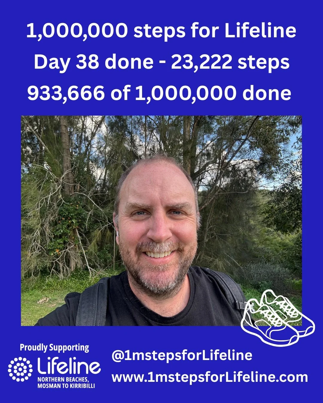 And that is a wrap on day 38. Tomorrow, I'll be within 50,000 steps of #1mstepsforLifeline and will visit a special place for #lifeline. 

Thank you for all that have sponsored so far. If you've been meaning to, there is still time to help us answer 