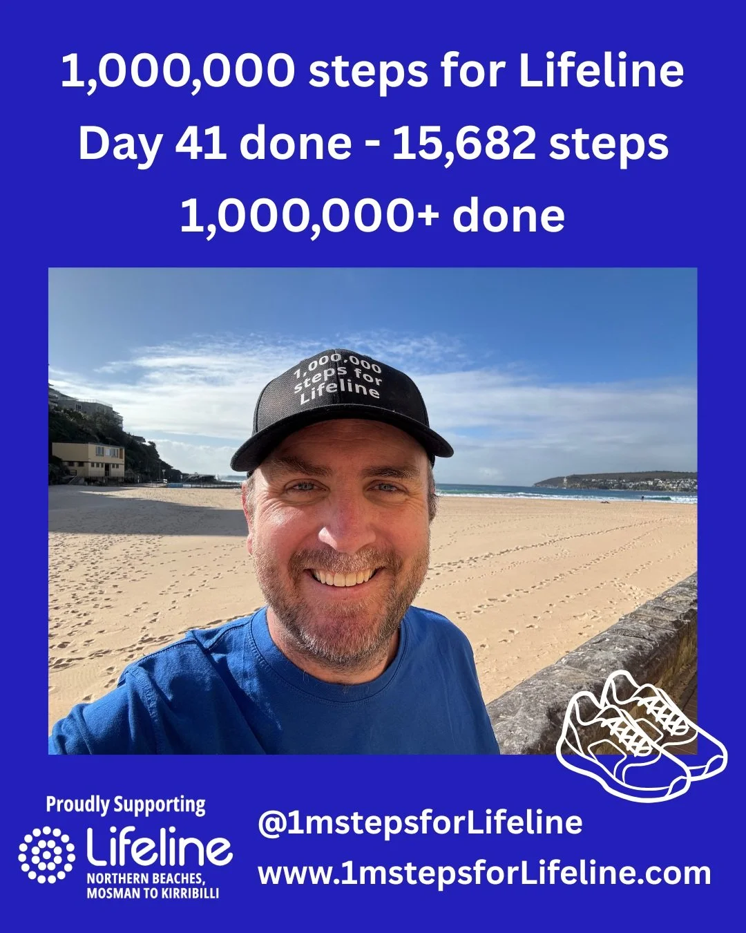 1,000,000 steps, across 41 days, for #lifeline. I started the day at the Out of the Shadows walk and finished it at the official opening of the new @lifelinenb Neutral Bay Bookshop. 

There is still time to donate to the #1mstepsforLifeline effort an