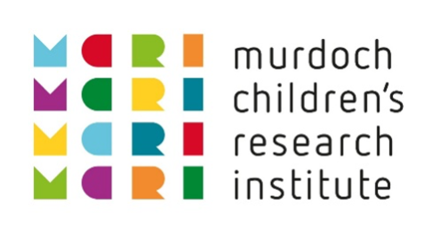Logo of Murdoch Children's Research Institute with colorful abstract shapes and the name written in lowercase text.