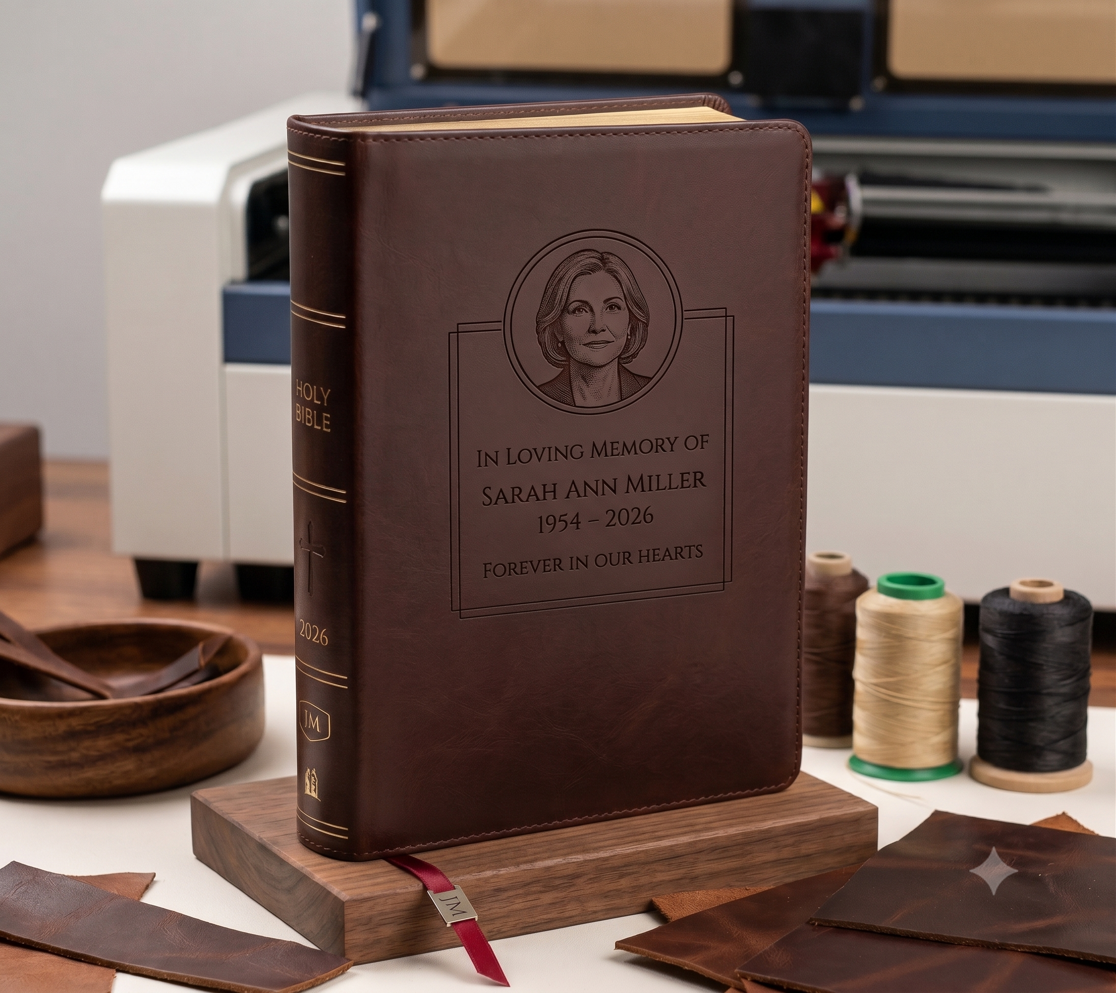Custom Laser-Engraved Leather Bibles