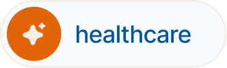 Healthcare logo with an orange medical cross icon and blue text