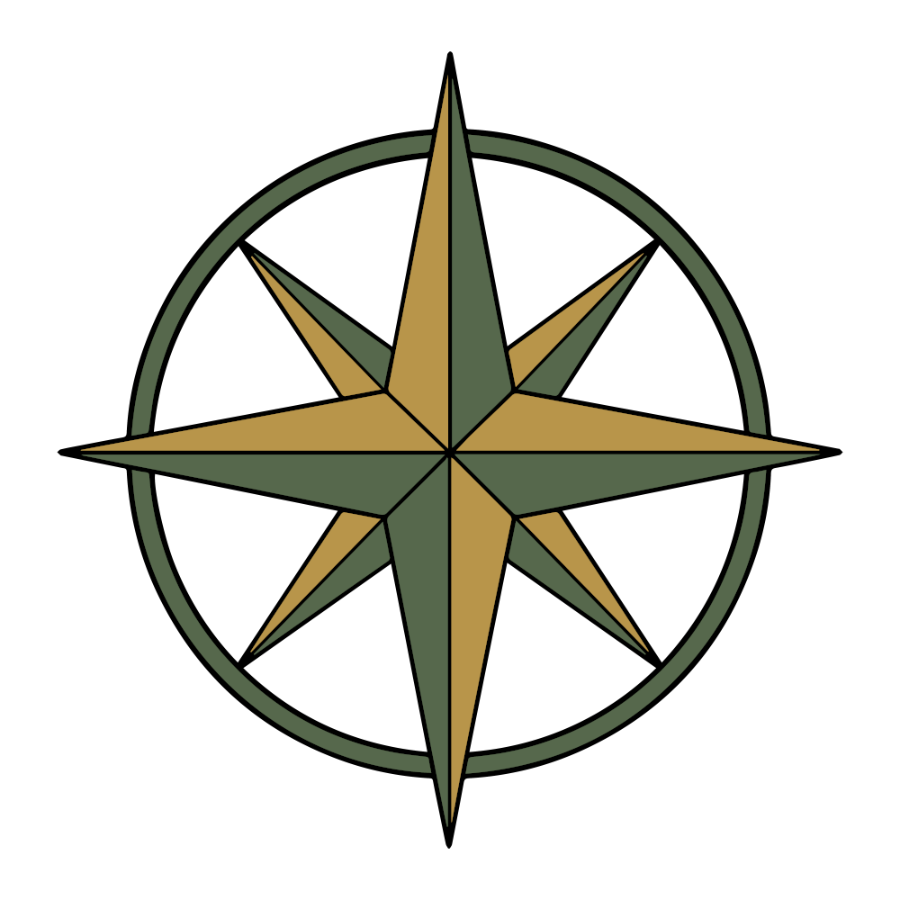 A simple compass rose depicting cardinal and intercardinal/ordinal directions.