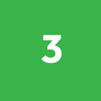 Green background with a white number 3 in the center.