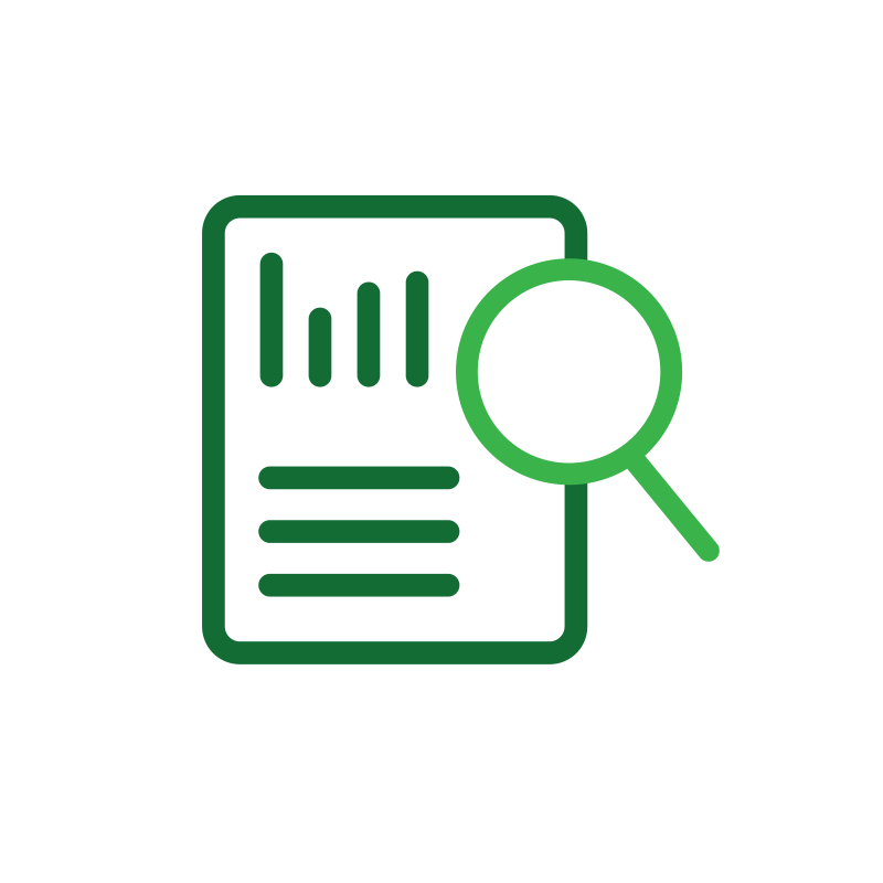 Icon of a document with a magnifying glass