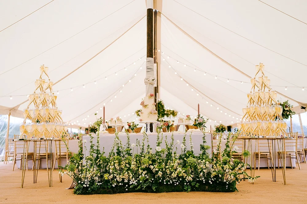A traditional sailcloth marquee for a wedding in Norfolk
